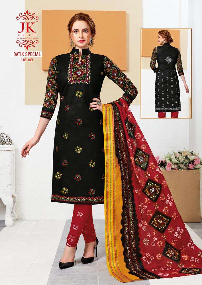 BATIK SPECIAL VOL-6 BY JK COTTON CLUB 6001 TO 6010 SERIES DESIGNER PATIYALA SUITS BEAUTIFUL FANCY COLORFUL STYLISH PARTY WEAR & ETHNIC WEAR COTTON PRINTED DRESSES AT WHOLESALE PRICE